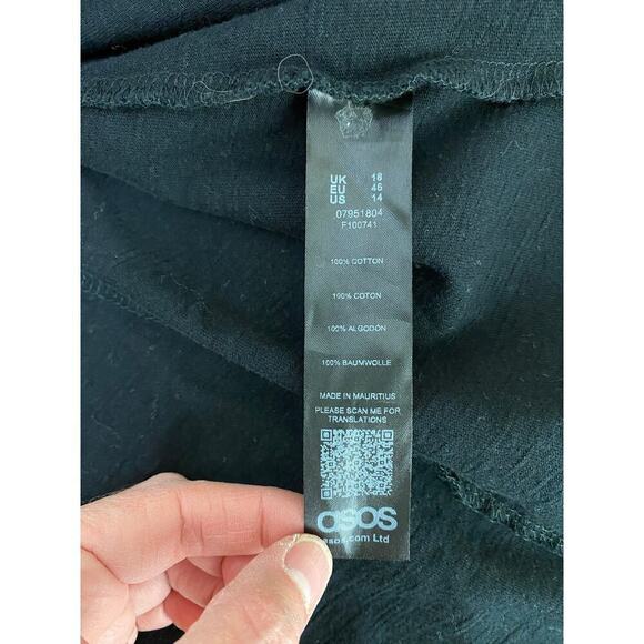 Asos Women's 14 Black Button Up Belted Flutter Sleeve Mini Dress - Picture 4 of 6